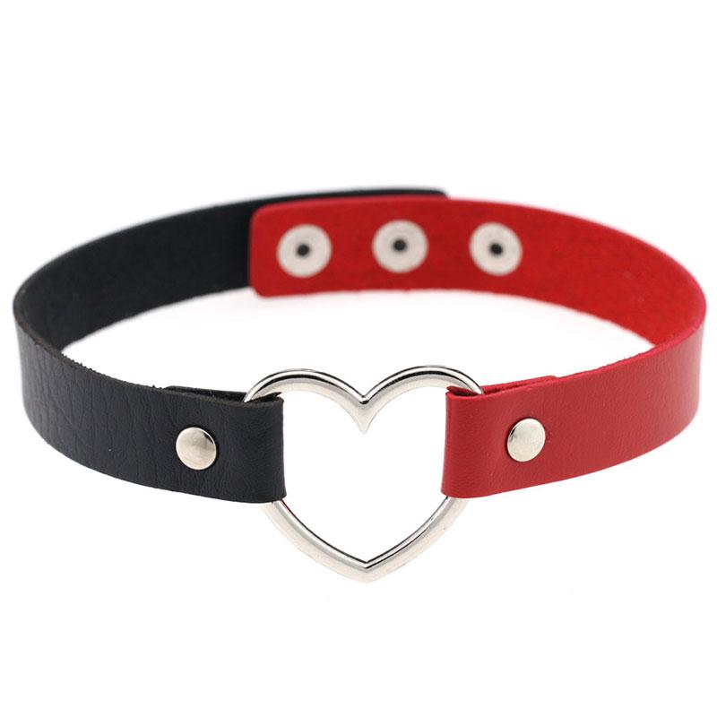 Love Heart Punk Leather Choker