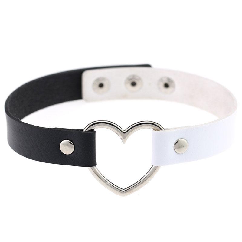 Love Heart Punk Leather Choker