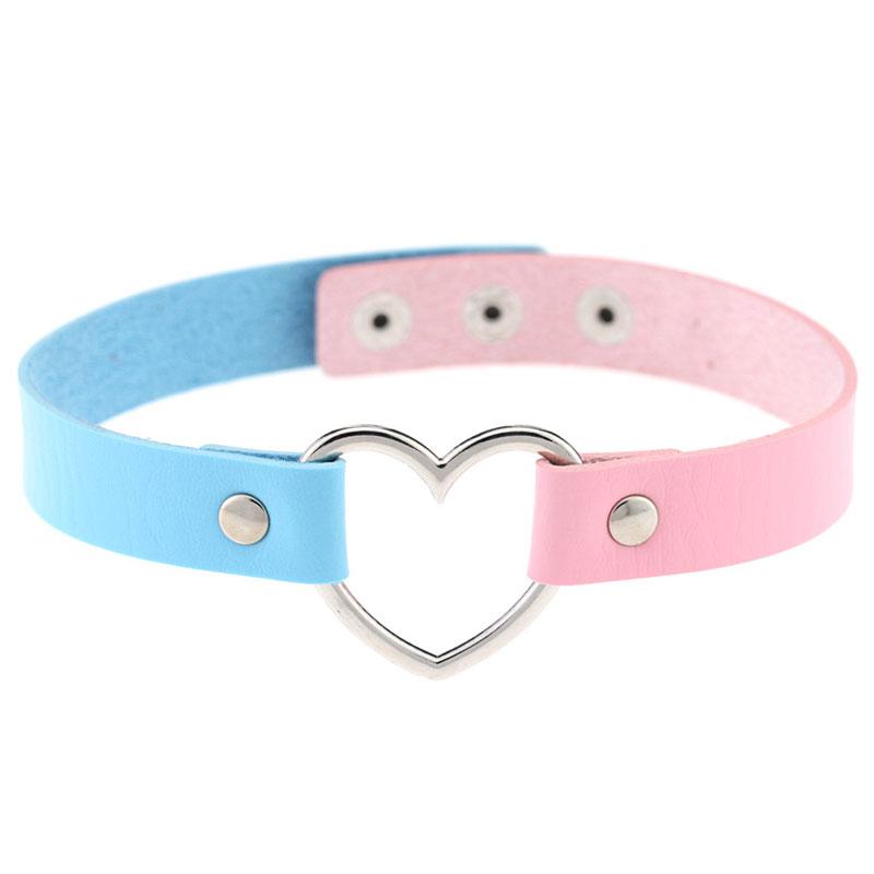 Love Heart Punk Leather Choker