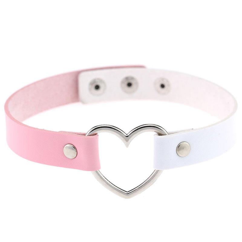 Love Heart Punk Leather Choker