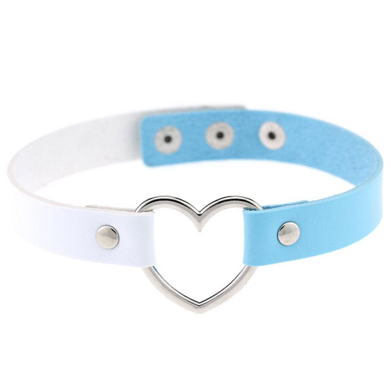 Love Heart Punk Leather Choker