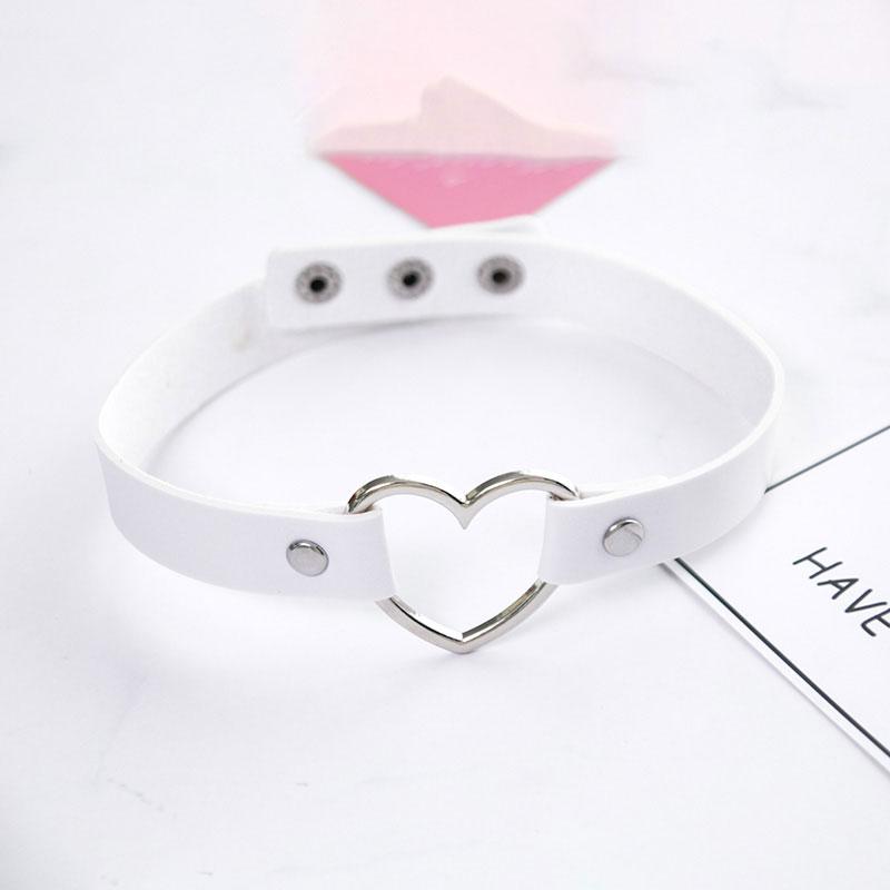 Love Heart Punk Leather Choker