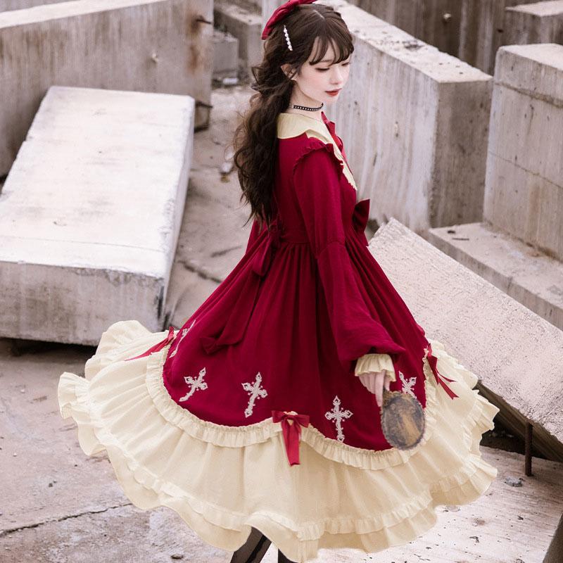 Cross Bow Ruffle Sweet Lolita Dress