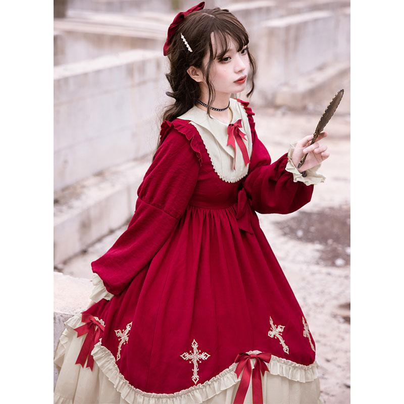 Cross Bow Ruffle Sweet Lolita Dress