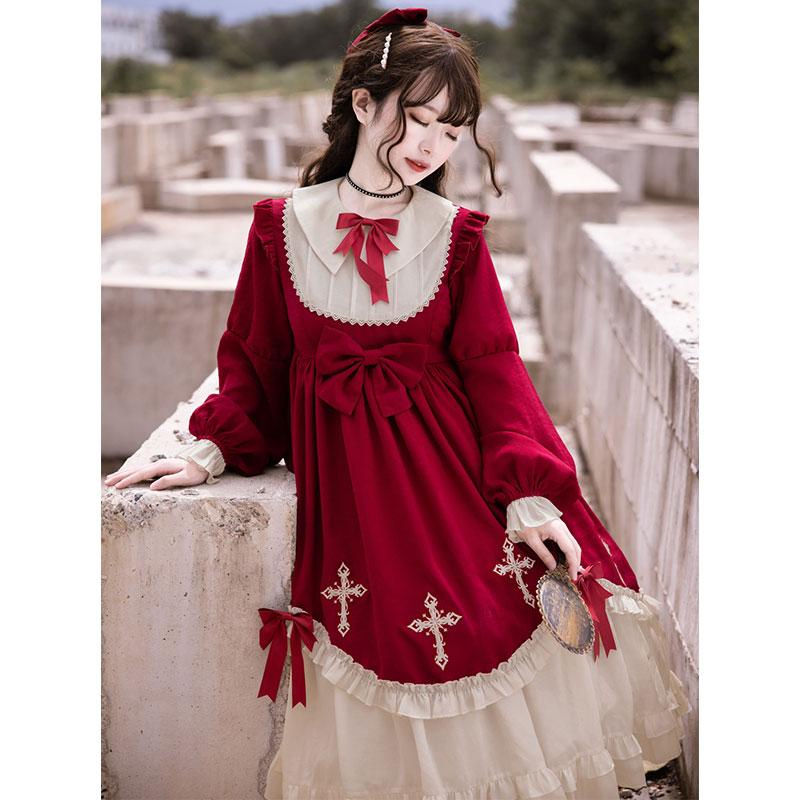 Cross Bow Ruffle Sweet Lolita Dress