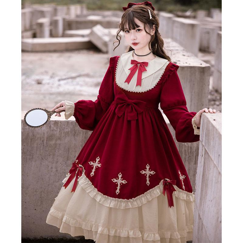 Cross Bow Ruffle Sweet Lolita Dress