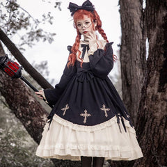 Cross Bow Ruffle Sweet Lolita Dress