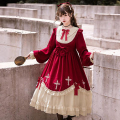 Cross Bow Ruffle Sweet Lolita Dress