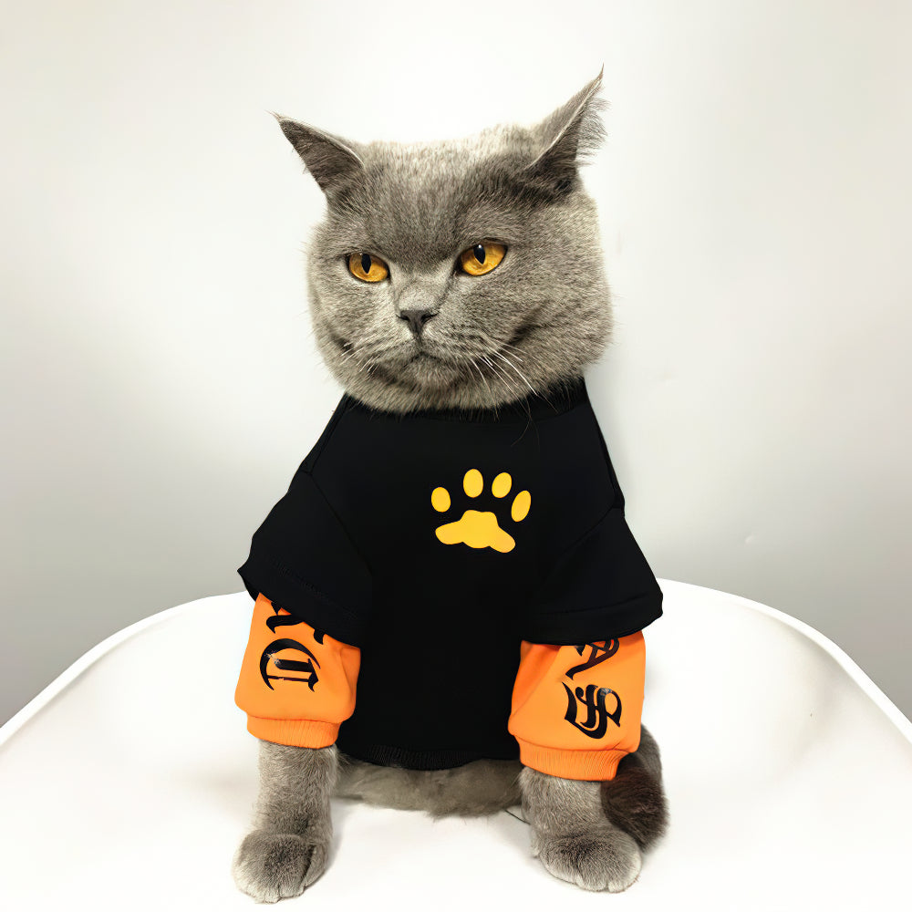 Black Orange Street Style Cat Clothes