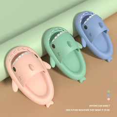 Cute Cartoon Bathroom Gym Quick Drying Non-Slip EVA Soft Sole Open Toe House Shark Slippers