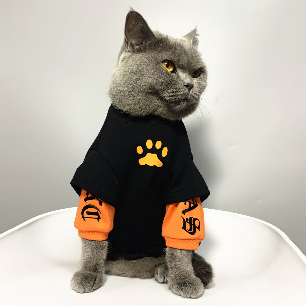 Black Orange Street Style Cat Clothes