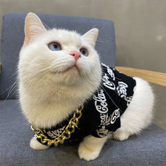 Hip-Hop Style Social Cat Costume With Glasses And Gold Necklace