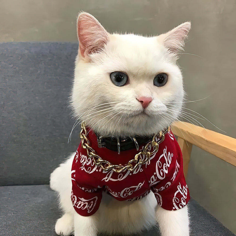 Hip-Hop Style Social Cat Costume With Glasses And Gold Necklace