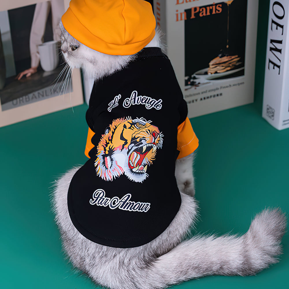 Tiger Icon Handsome Hip-Hop Style Cat Clothes With Glasses