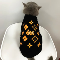 Black Little Yellow Flower Trendy Cat Clothing