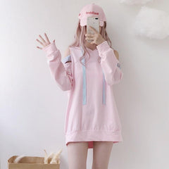 Pinker Peekaboo-Schulter-Hoodie