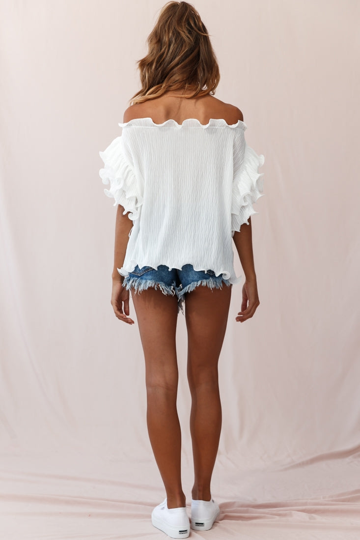 Miranda Ruffle Sleeve Top White