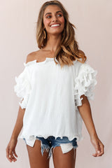 Miranda Ruffle Sleeve Top White