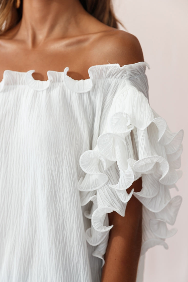 Miranda Ruffle Sleeve Top White