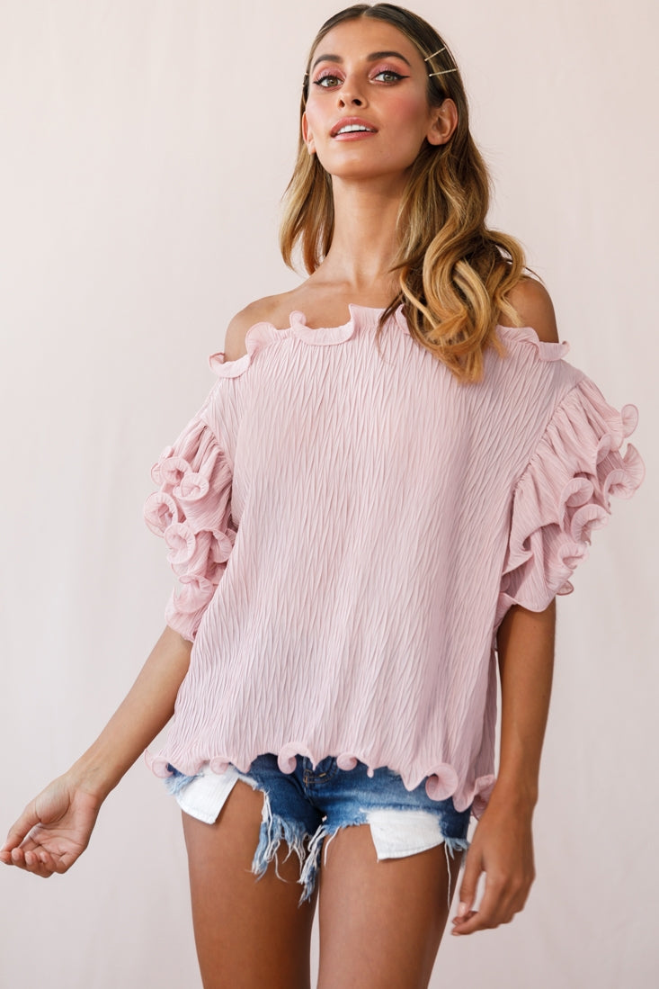 Miranda Ruffle Sleeve Top Blush