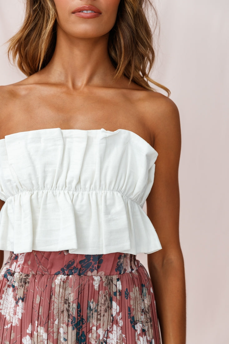 Thea Ruffle Crop Top White