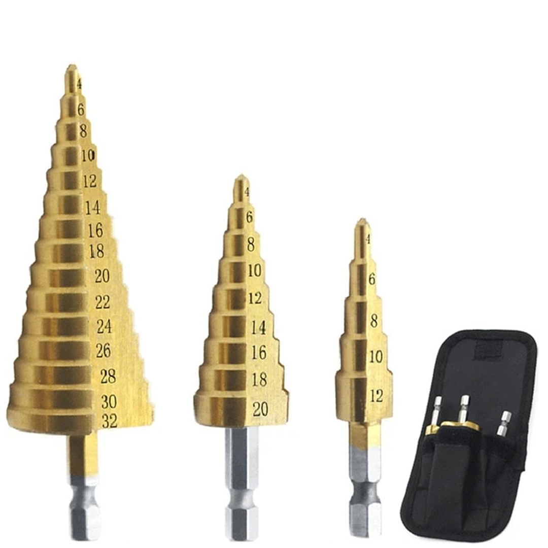 HSS Titanium Coated Step Drill Bit - 3 Piece Set