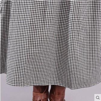 Plaid Single Breasted Long Sleeve Dress