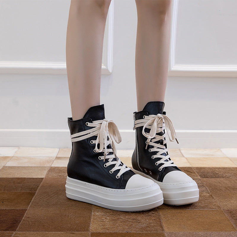 Womens Platform Zip up High-top Canvas Boots