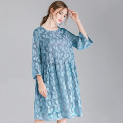 Plus Size Lace Hollow Out Sweetheart Long Sleeve Dress With Strap