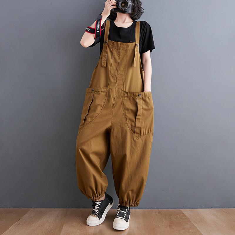 Plus Size Loose Casual Cotton Linen Jumpsuit