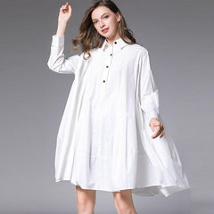 Plus Size Mid-length Loose Shirt Dress Women XL-4XL