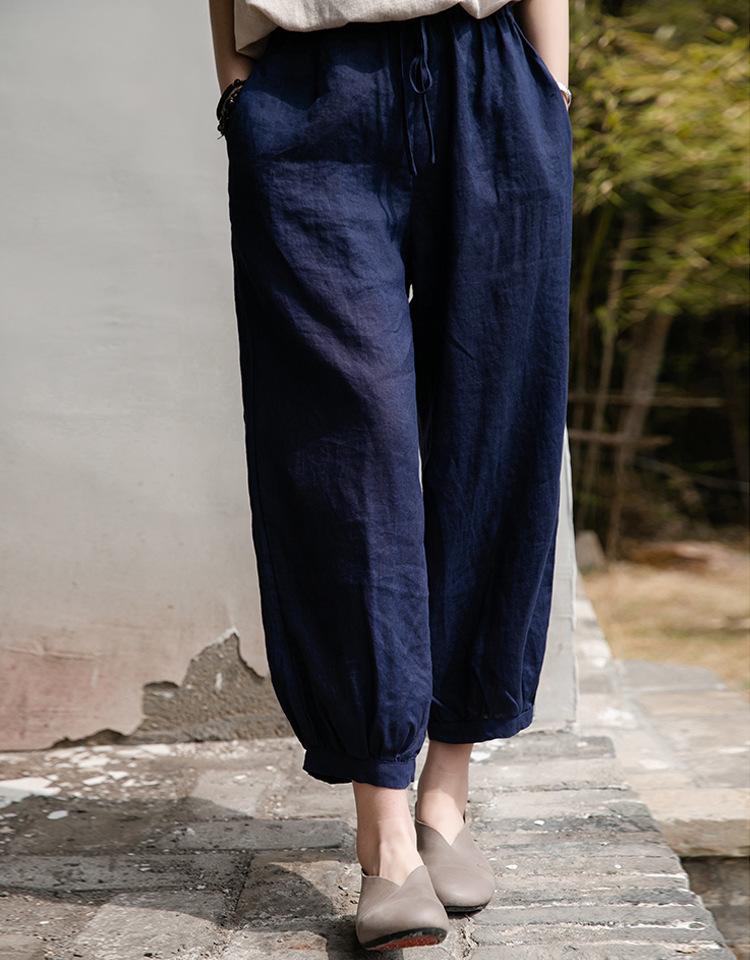 Plus Size Retro Casual Bloomer Cotton Linen Pants