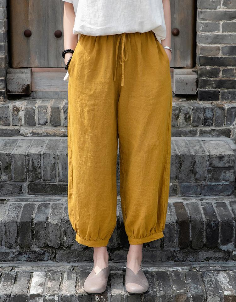 Plus Size Retro Casual Bloomer Cotton Linen Pants