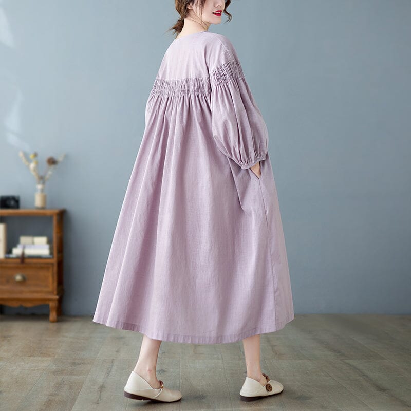 Plus Size Spring Solid Cotton Linen Dress