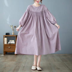 Plus Size Spring Solid Cotton Linen Dress