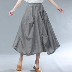 Plus Size Summer Stripe Irregular Cotton Skirt