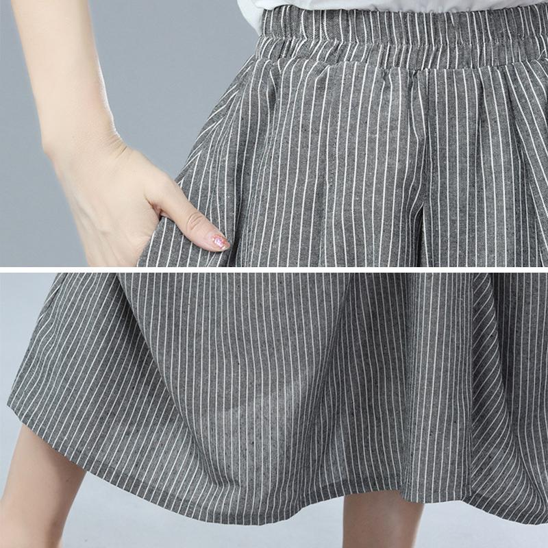 Plus Size Summer Stripe Irregular Cotton Skirt