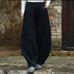 Plus Size Winter Retro Bloomers Cotton Padded Pants