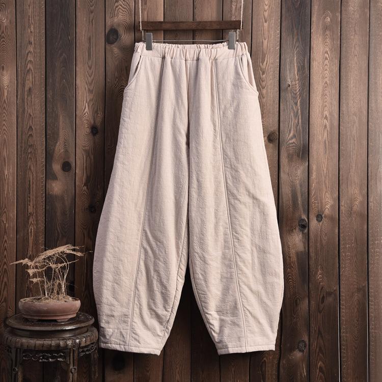 Plus Size Winter Retro Bloomers Cotton Padded Pants