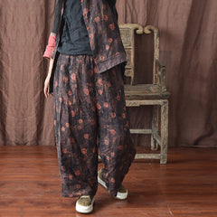 Plus Size Women Loose Linen Retro Pants