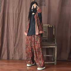 Plus Size Women Loose Linen Retro Pants