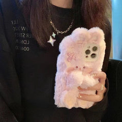 Cute Plush Fur Fluffy Bunny Phone Case