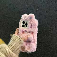 Cute Plush Fur Fluffy Bunny Phone Case