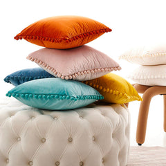 The Luxe Pom Pom Velvet Pillow Cover