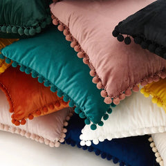 The Luxe Pom Pom Velvet Pillow Cover