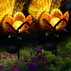 Solar Hollowed Flower Garden Pathway Stake Light