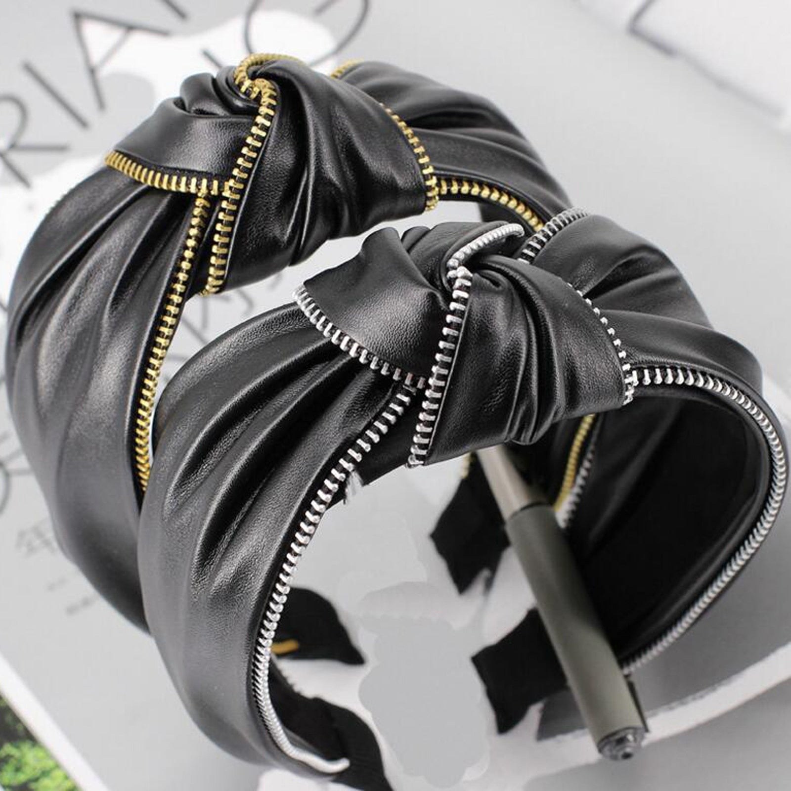 Kpop Zipper Leather Hairband