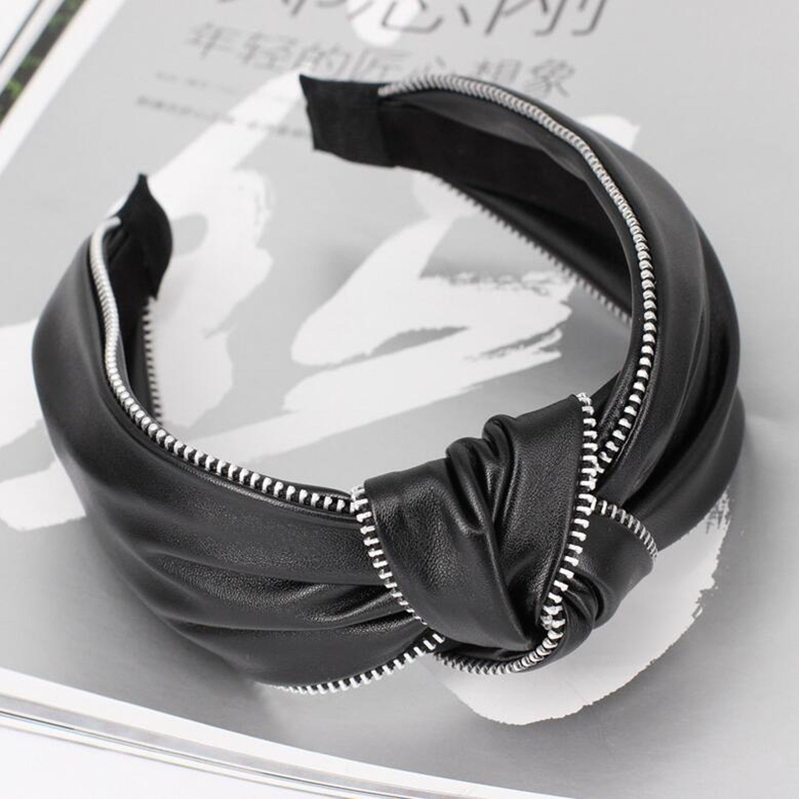 Kpop Zipper Leather Hairband