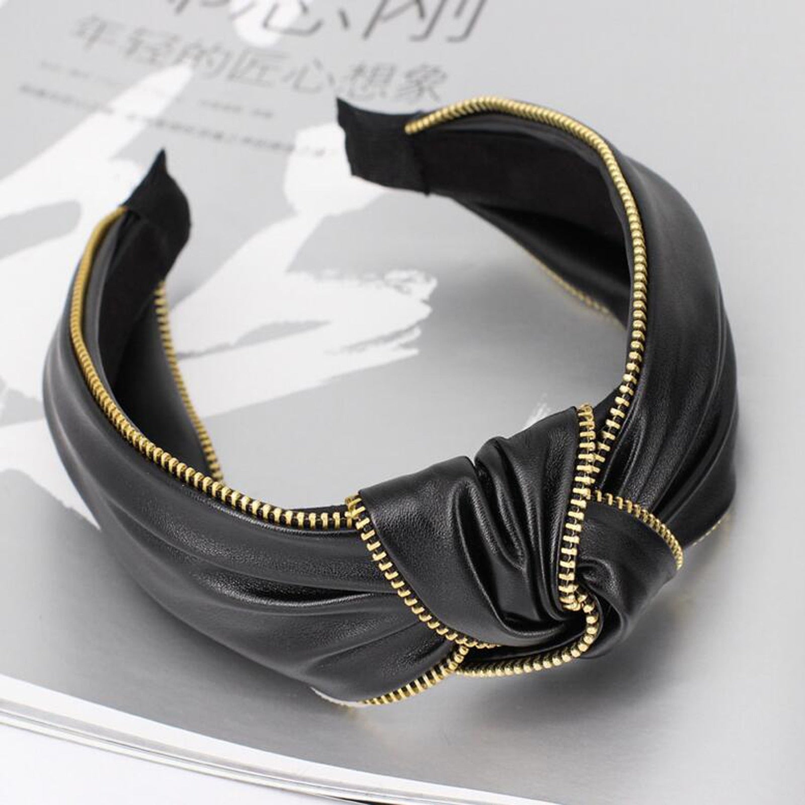 Kpop Zipper Leather Hairband