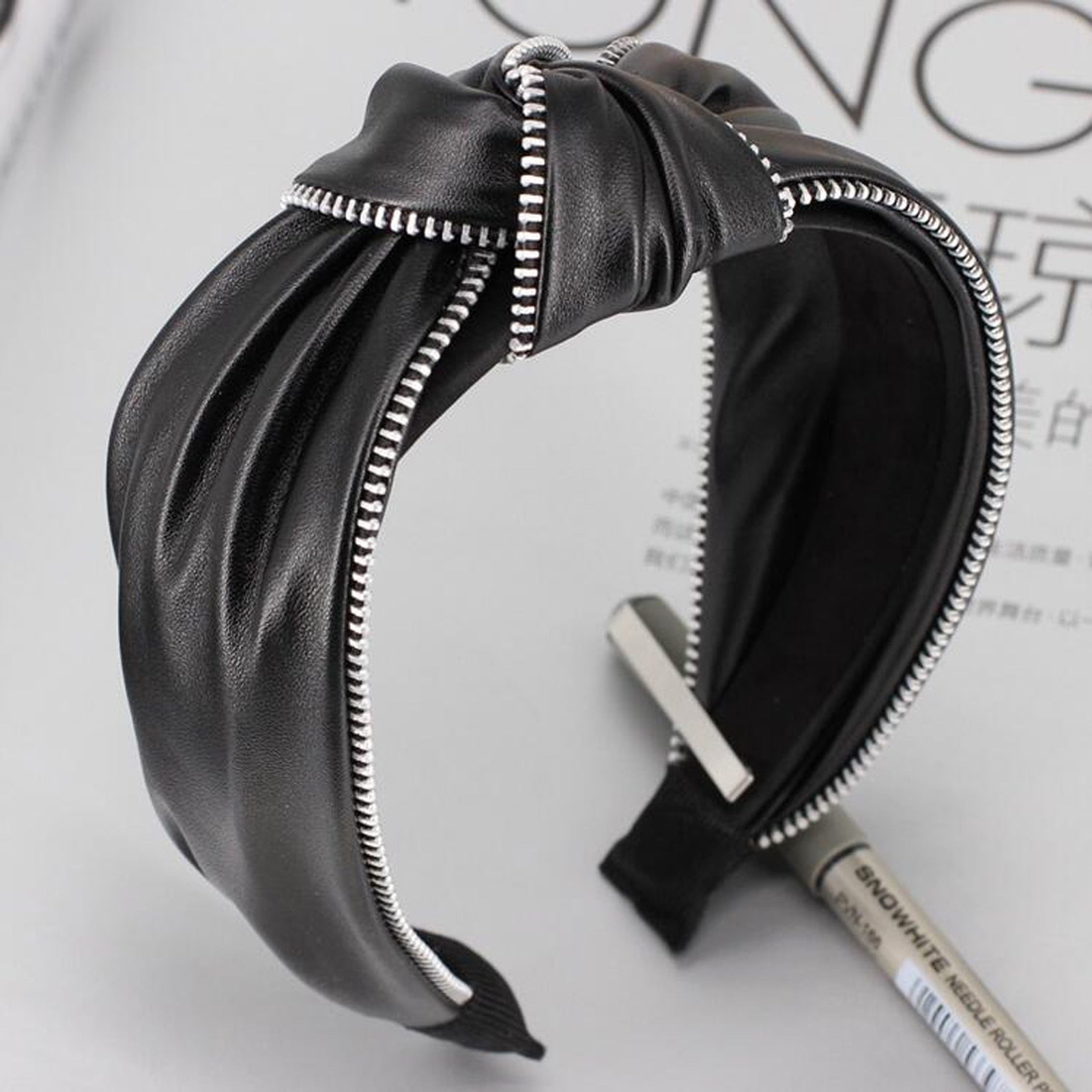 Kpop Zipper Leather Hairband